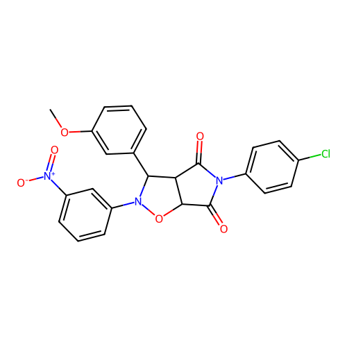 5-(4-chlorophenyl)-3-(3-methoxyphenyl)-2-(3-nitrophenyl)-3a,6a-dihydro-3H-pyrrolo[3,4-d][1,2]oxazole-4,6-dione structure