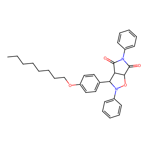 3-(4-(octyloxy)phenyl)-2,5-diphenyldihydro-2H-pyrrolo[3,4-d]isoxazole-4,6(5H,6aH)-dione structure