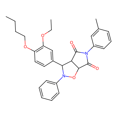 3-(4-butoxy-3-ethoxyphenyl)-2-phenyl-5-(m-tolyl)dihydro-2H-pyrrolo[3,4-d]isoxazole-4,6(5H,6aH)-dione structure