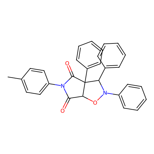 2,3,3a-triphenyl-5-(p-tolyl)dihydro-2H-pyrrolo[3,4-d]isoxazole-4,6(5H,6aH)-dione structure