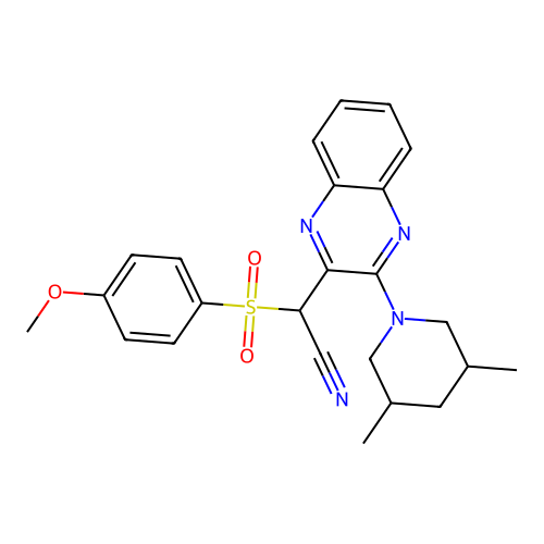 [3-(3,5-dimethylpiperidin-1-yl)quinoxalin-2-yl][(4-methoxyphenyl)sulfonyl]acetonitrile structure