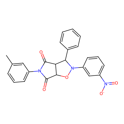 2-(3-nitrophenyl)-3-phenyl-5-(m-tolyl)dihydro-2H-pyrrolo[3,4-d]isoxazole-4,6(5H,6aH)-dione structure