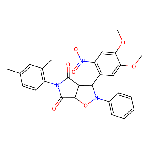 3-(4,5-dimethoxy-2-nitrophenyl)-5-(2,4-dimethylphenyl)-2-phenyl-3a,6a-dihydro-3H-pyrrolo[3,4-d][1,2]oxazole-4,6-dione structure