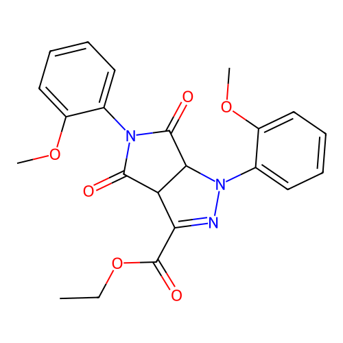 ethyl 1,5-bis(2-methoxyphenyl)-4,6-dioxo-1,3a,4,5,6,6a-hexahydropyrrolo[3,4-c]pyrazole-3-carboxylate structure