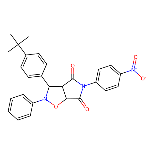 3-(4-(tert-butyl)phenyl)-5-(4-nitrophenyl)-2-phenyldihydro-2H-pyrrolo[3,4-d]isoxazole-4,6(5H,6aH)-dione structure