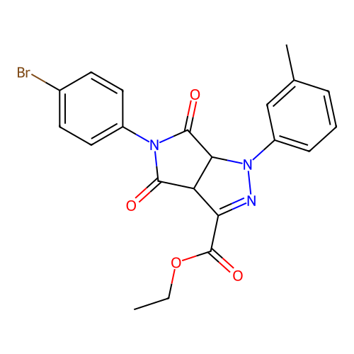 ethyl 5-(4-bromophenyl)-1-(3-methylphenyl)-4,6-dioxo-1,3a,4,5,6,6a-hexahydropyrrolo[3,4-c]pyrazole-3-carboxylate structure