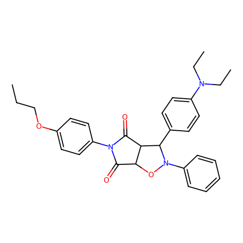 3-(4-(diethylamino)phenyl)-2-phenyl-5-(4-propoxyphenyl)dihydro-2H-pyrrolo[3,4-d]isoxazole-4,6(5H,6aH)-dione structure