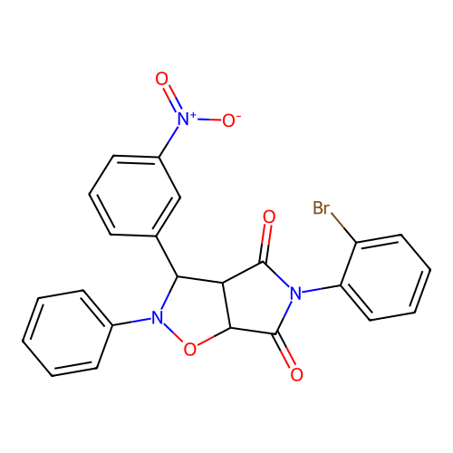 3-(2-bromophenyl)-8-(3-nitrophenyl)-7-phenyl-6-oxa-3,7-diazabicyclo[3.3.0]octane-2,4-dione structure