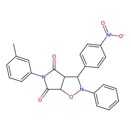 3-(3-methylphenyl)-8-(4-nitrophenyl)-7-phenyl-6-oxa-3,7-diazabicyclo[3.3.0]octane-2,4-dione structure