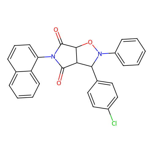 3-(4-chlorophenyl)-5-(naphthalen-1-yl)-2-phenyldihydro-2H-pyrrolo[3,4-d][1,2]oxazole-4,6(3H,5H)-dione structure