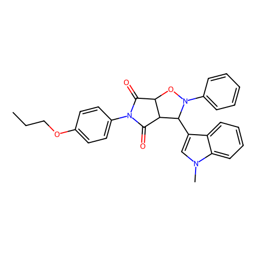 3-(1-methyl-1H-indol-3-yl)-2-phenyl-5-(4-propoxyphenyl)dihydro-2H-pyrrolo[3,4-d][1,2]oxazole-4,6(3H,5H)-dione structure