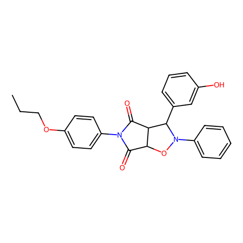 3-(3-hydroxyphenyl)-2-phenyl-5-(4-propoxyphenyl)-3a,6a-dihydro-3H-pyrrolo[3,4-d][1,2]oxazole-4,6-dione structure