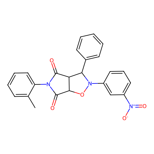 2-(3-nitrophenyl)-3-phenyl-5-(o-tolyl)dihydro-2H-pyrrolo[3,4-d]isoxazole-4,6(5H,6aH)-dione structure