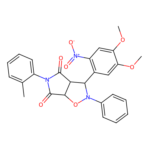3-(4,5-dimethoxy-2-nitrophenyl)-2-phenyl-5-(o-tolyl)dihydro-2H-pyrrolo[3,4-d]isoxazole-4,6(5H,6aH)-dione structure