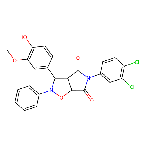 5-(3,4-dichlorophenyl)-3-(4-hydroxy-3-methoxyphenyl)-2-phenyl-3a,6a-dihydro-3H-pyrrolo[3,4-d][1,2]oxazole-4,6-dione structure