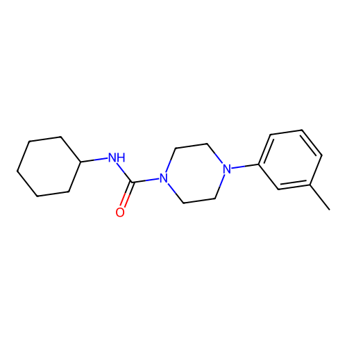 N-cyclohexyl-4-(3-methylphenyl)-1-piperazinecarboxamide structure