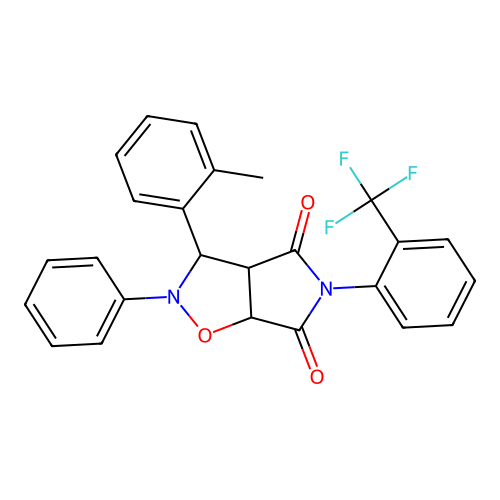 2-phenyl-3-(o-tolyl)-5-(2-(trifluoromethyl)phenyl)dihydro-2H-pyrrolo[3,4-d]isoxazole-4,6(5H,6aH)-dione structure