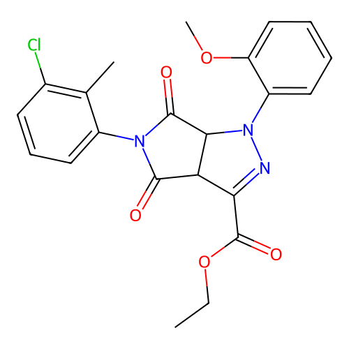 ethyl 5-(3-chloro-2-methylphenyl)-1-(2-methoxyphenyl)-4,6-dioxo-1,3a,4,5,6,6a-hexahydropyrrolo[3,4-c]pyrazole-3-carboxylate structure