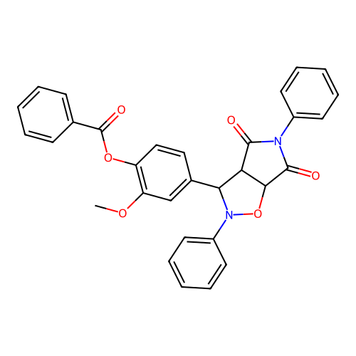 [4-(2,4-dioxo-3,7-diphenyl-6-oxa-3,7-diazabicyclo[3.3.0]oct-8-yl)-2-methoxy-phenyl] Benzoate structure