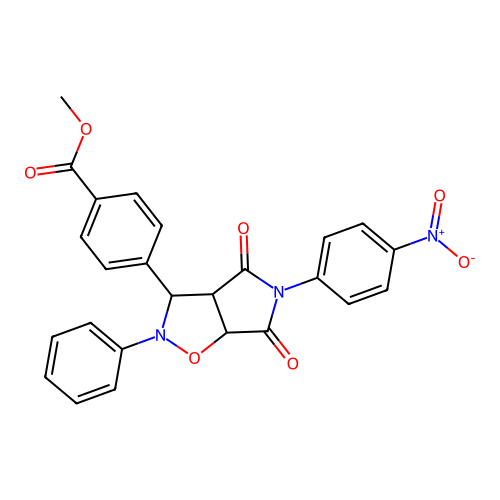 methyl 4-(5-(4-nitrophenyl)-4,6-dioxo-2-phenylhexahydro-2H-pyrrolo[3,4-d]isoxazol-3-yl)benzoate structure