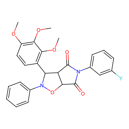 5-(3-fluorophenyl)-2-phenyl-3-(2,3,4-trimethoxyphenyl)-3a,6a-dihydro-3H-pyrrolo[3,4-d][1,2]oxazole-4,6-dione structure