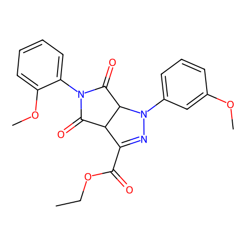 ethyl 5-(2-methoxyphenyl)-1-(3-methoxyphenyl)-4,6-dioxo-1,3a,4,5,6,6a-hexahydropyrrolo[3,4-c]pyrazole-3-carboxylate structure