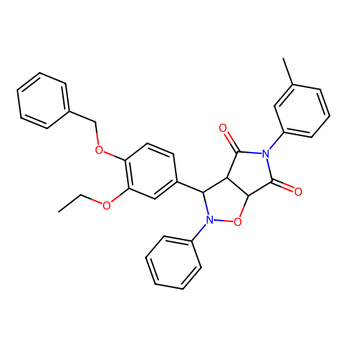 3-(3-ethoxy-4-phenylmethoxyphenyl)-5-(3-methylphenyl)-2-phenyl-3a,6a-dihydro-3H-pyrrolo[3,4-d][1,2]oxazole-4,6-dione structure