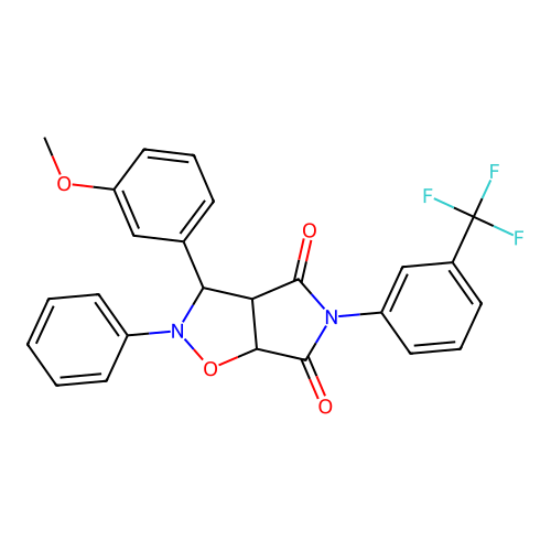 3-(3-methoxyphenyl)-2-phenyl-5-(3-(trifluoromethyl)phenyl)dihydro-2H-pyrrolo[3,4-d]isoxazole-4,6(5H,6aH)-dione structure