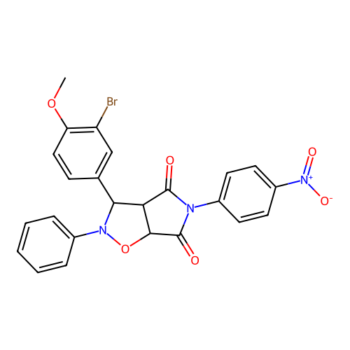 3-(3-bromo-4-methoxyphenyl)-5-(4-nitrophenyl)-2-phenyl-3a,6a-dihydro-3H-pyrrolo[3,4-d][1,2]oxazole-4,6-dione structure