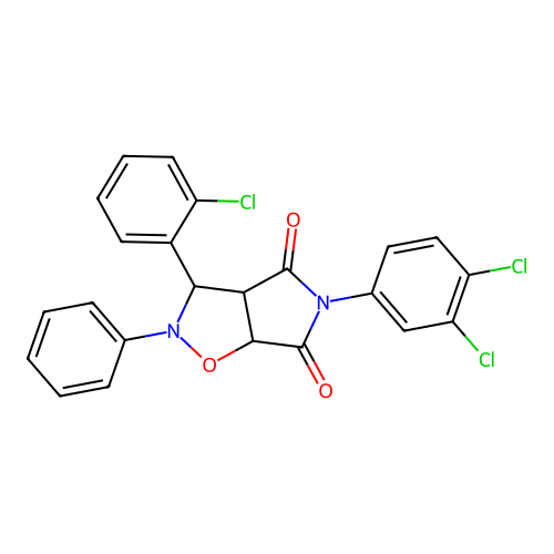 3-(2-chlorophenyl)-5-(3,4-dichlorophenyl)-2-phenyl-3a,6a-dihydro-3H-pyrrolo[3,4-d][1,2]oxazole-4,6-dione structure