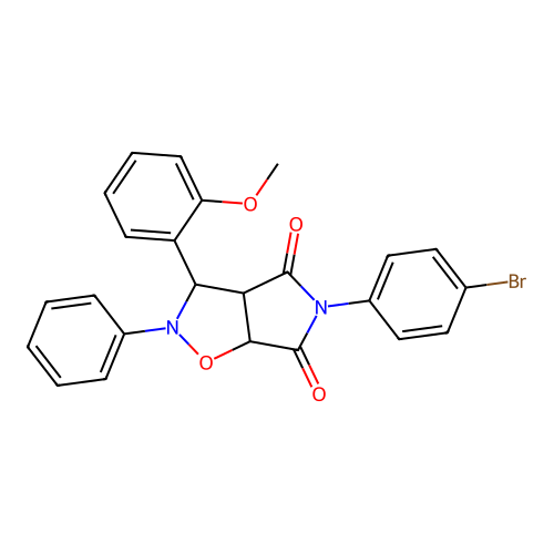 3-(4-bromophenyl)-8-(2-methoxyphenyl)-7-phenyl-6-oxa-3,7-diazabicyclo[3.3.0]octane-2,4-dione structure