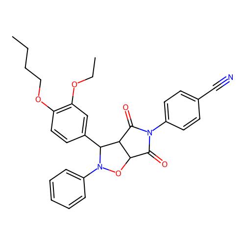 4-(3-(4-butoxy-3-ethoxyphenyl)-4,6-dioxo-2-phenyltetrahydro-2H-pyrrolo[3,4-d]isoxazol-5(3H)-yl)benzonitrile structure