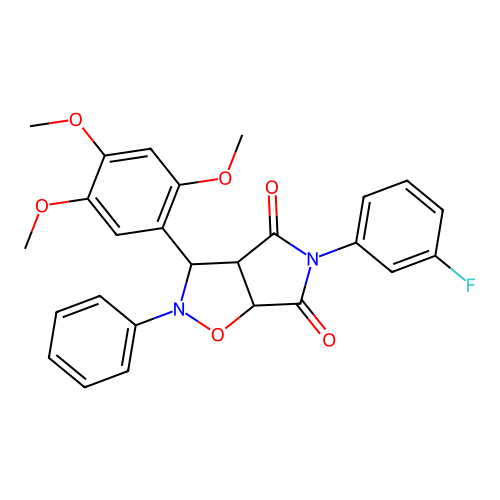 5-(3-fluorophenyl)-2-phenyl-3-(2,4,5-trimethoxyphenyl)-3a,6a-dihydro-3H-pyrrolo[3,4-d][1,2]oxazole-4,6-dione structure