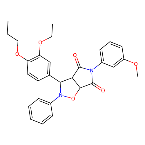 3-(3-ethoxy-4-propoxyphenyl)-5-(3-methoxyphenyl)-2-phenyl-3a,6a-dihydro-3H-pyrrolo[3,4-d][1,2]oxazole-4,6-dione structure