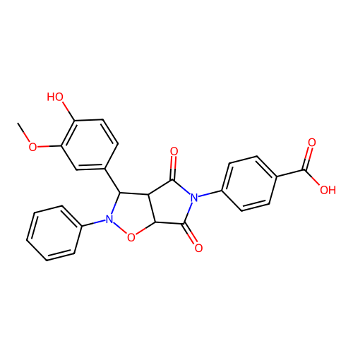 4-(3-(4-hydroxy-3-methoxyphenyl)-4,6-dioxo-2-phenyltetrahydro-2H-pyrrolo[3,4-d]isoxazol-5(3H)-yl)benzoic acid structure