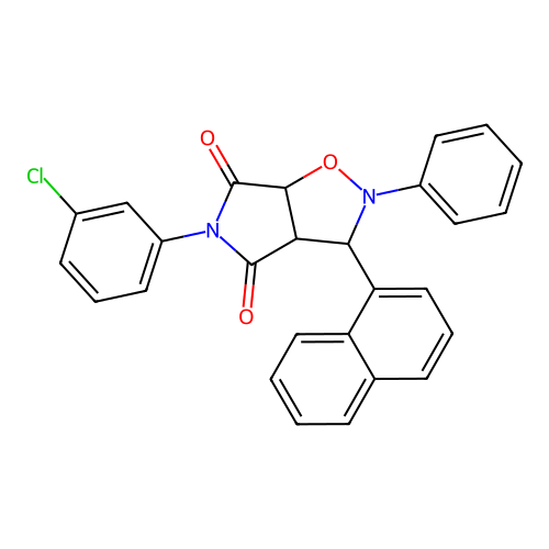 3-(3-chlorophenyl)-8-naphthalen-1-yl-7-phenyl-6-oxa-3,7-diazabicyclo[3.3.0]octane-2,4-dione structure