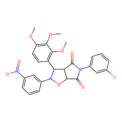 5-(3-chlorophenyl)-2-(3-nitrophenyl)-3-(2,3,4-trimethoxyphenyl)-3a,6a-dihydro-3H-pyrrolo[3,4-d][1,2]oxazole-4,6-dione structure
