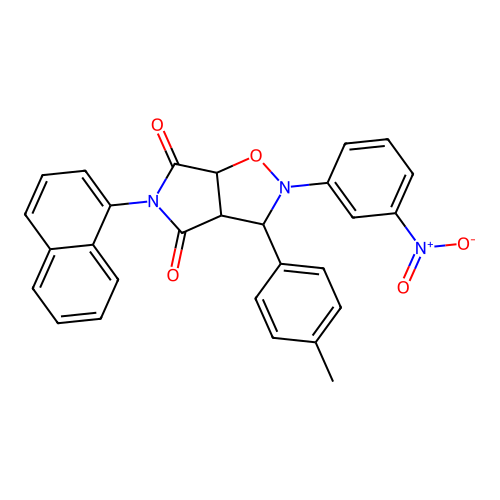 3-(4-methylphenyl)-5-(naphthalen-1-yl)-2-(3-nitrophenyl)dihydro-2H-pyrrolo[3,4-d][1,2]oxazole-4,6(3H,5H)-dione structure