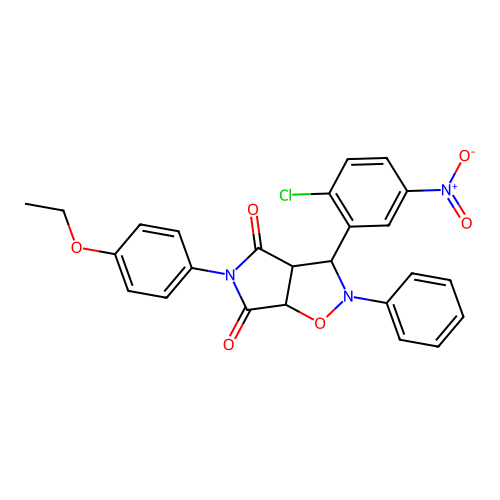 3-(2-chloro-5-nitrophenyl)-5-(4-ethoxyphenyl)-2-phenyl-3a,6a-dihydro-3H-pyrrolo[3,4-d][1,2]oxazole-4,6-dione structure