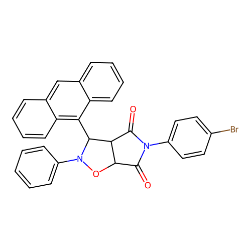 3-(anthracen-9-yl)-5-(4-bromophenyl)-2-phenyldihydro-2H-pyrrolo[3,4-d][1,2]oxazole-4,6(3H,5H)-dione structure