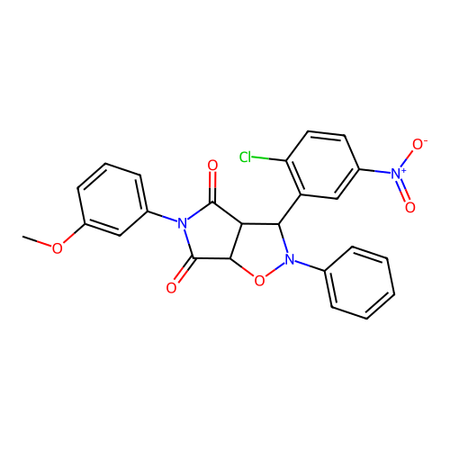 3-(2-chloro-5-nitrophenyl)-5-(3-methoxyphenyl)-2-phenyl-3a,6a-dihydro-3H-pyrrolo[3,4-d][1,2]oxazole-4,6-dione structure