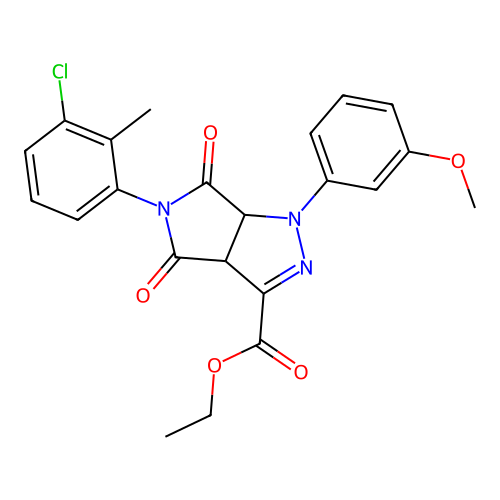 ethyl 5-(3-chloro-2-methylphenyl)-1-(3-methoxyphenyl)-4,6-dioxo-1,3a,4,5,6,6a-hexahydropyrrolo[3,4-c]pyrazole-3-carboxylate structure
