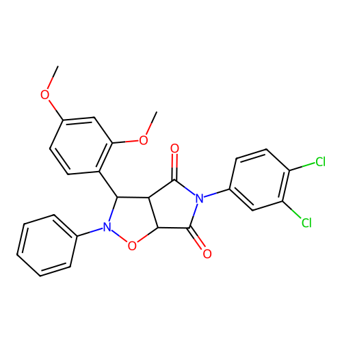 5-(3,4-dichlorophenyl)-3-(2,4-dimethoxyphenyl)-2-phenyl-3a,6a-dihydro-3H-pyrrolo[3,4-d][1,2]oxazole-4,6-dione structure