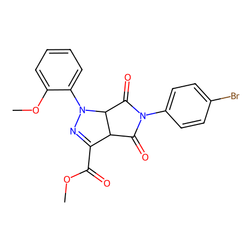 methyl 5-(4-bromophenyl)-1-(2-methoxyphenyl)-4,6-dioxo-1,3a,4,5,6,6a-hexahydropyrrolo[3,4-c]pyrazole-3-carboxylate structure