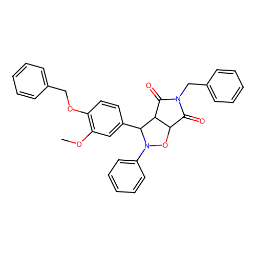 5-benzyl-3-(3-methoxy-4-phenylmethoxyphenyl)-2-phenyl-3a,6a-dihydro-3H-pyrrolo[3,4-d][1,2]oxazole-4,6-dione structure