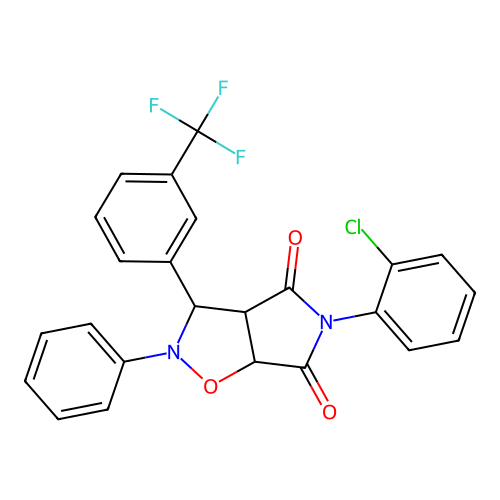 5-(2-chlorophenyl)-2-phenyl-3-(3-(trifluoromethyl)phenyl)dihydro-2H-pyrrolo[3,4-d]isoxazole-4,6(5H,6aH)-dione structure