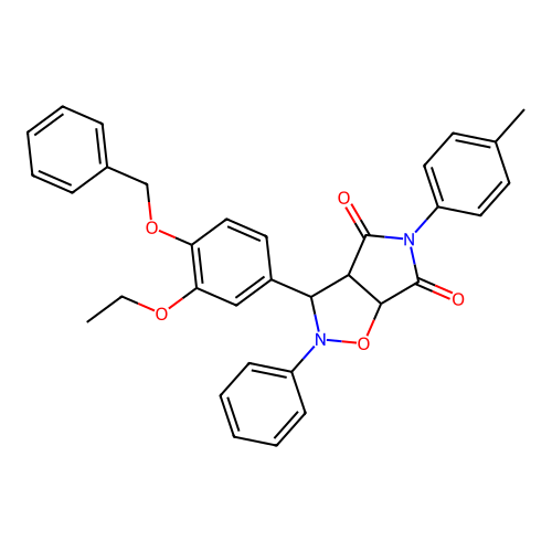 3-(3-ethoxy-4-phenylmethoxyphenyl)-5-(4-methylphenyl)-2-phenyl-3a,6a-dihydro-3H-pyrrolo[3,4-d][1,2]oxazole-4,6-dione structure