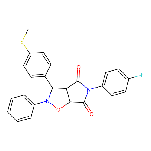 5-(4-fluorophenyl)-3-(4-(methylthio)phenyl)-2-phenyldihydro-2H-pyrrolo[3,4-d]isoxazole-4,6(5H,6aH)-dione structure