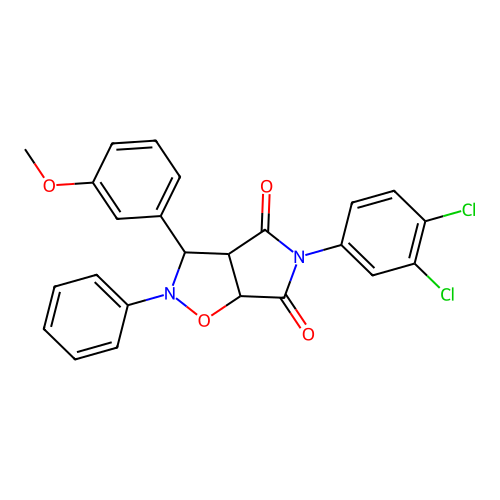3-(3,4-dichlorophenyl)-8-(3-methoxyphenyl)-7-phenyl-6-oxa-3,7-diazabicyclo[3.3.0]octane-2,4-dione structure