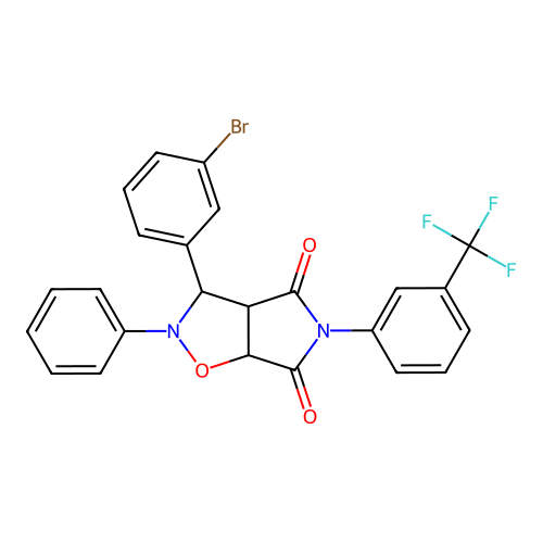 3-(3-bromophenyl)-2-phenyl-5-(3-(trifluoromethyl)phenyl)dihydro-2H-pyrrolo[3,4-d]isoxazole-4,6(5H,6aH)-dione structure